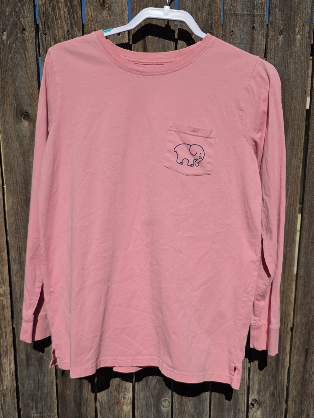 ivory ella Long Sleeve Pocket Tee in Dusty Rose Elephant 100% Organic Cotton